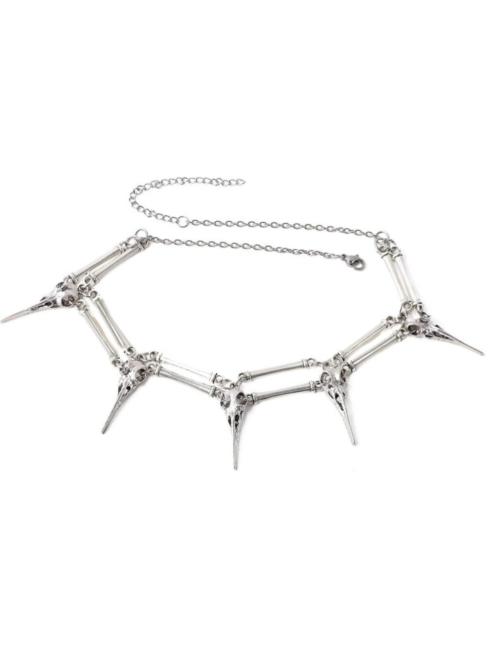 Women's Silver Gothic Zinc Alloy Skull Skeleton Choker Halloween Necklaces